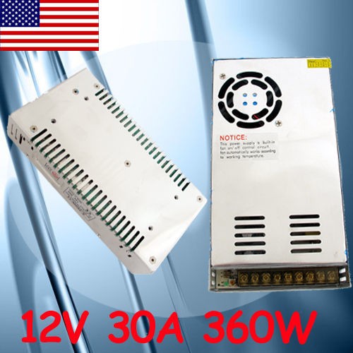 New 12V DC 30A 360W Regulated Switching Power Supply for LED Strip 