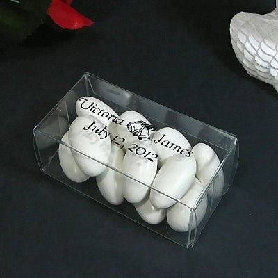 Personalized Clear Party or Wedding Favor Candy Box 1x1x2   25 Custom 