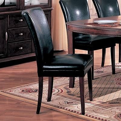 Set of 2 Coaster Soho Black Leather Parson Dining Chairs 4077BLK