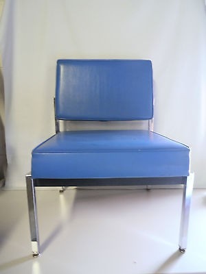 VINTAGE HARTER CORPORATION BLUE VINYL GUEST CHAIRS OFFICE FURNITURE