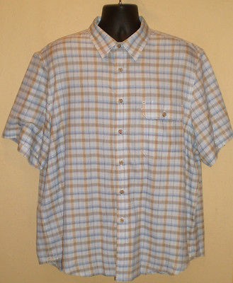   Canada Blue Plaid Travel Adventure Short Sleeve COOLMAX Shirt 2XL