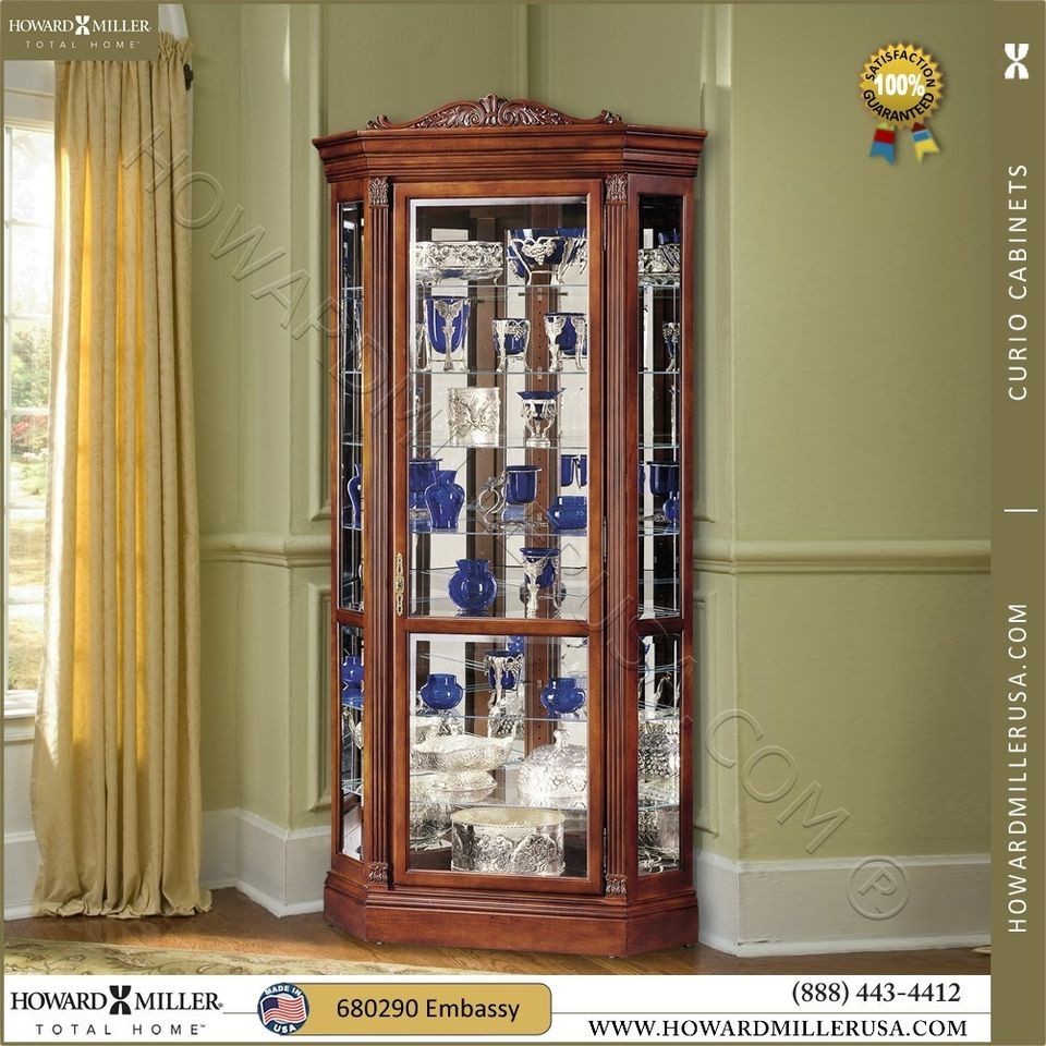   Cherry Display Corner Curio Cabinets Glass shelves 680290 Embassy