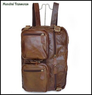 MODERN MESSENGER BACKPACK BRIEFCASE (Vintage Leather Mens/ Womens 3 