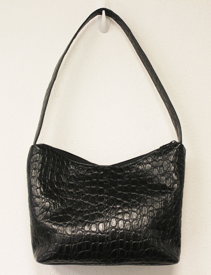 ALLIGATOR GRAIN GENUINE LEATHER HOBO STYLE HANDBAG MADE IN USA