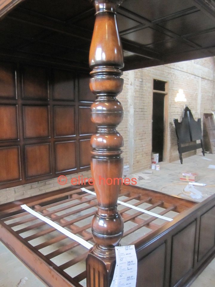 BESPOKE Super King size TUDOR style BED MAHOGANY hardwood canopy 