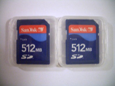 QTY=2 SANDISK 512MB SD MEMORY CARD(NEW)WITH CASE SHIPS FREE USPS 1ST 