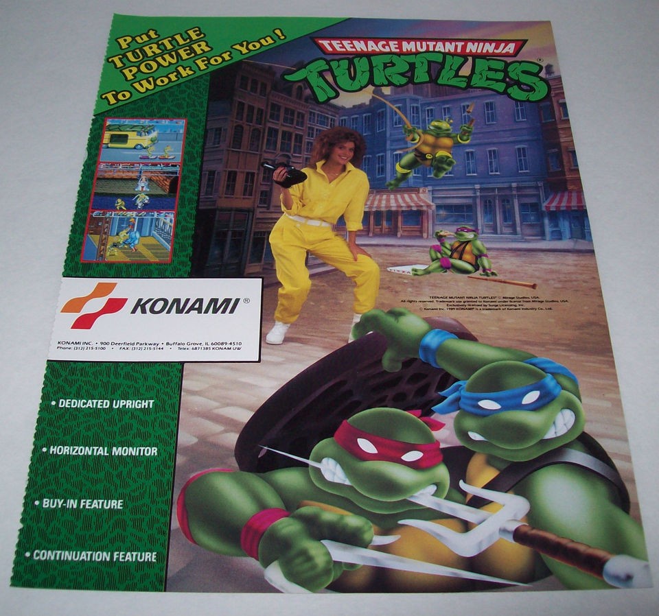 KONAMI TEENAGE MUTANT NINJA TURTLES TMNT VIDEO ARCADE GAME TRADE AD 