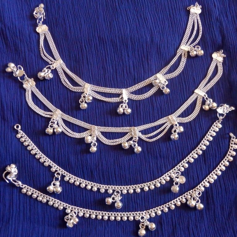 Tribal lot 4 Gypsy silver Anklet Ankle Bracelet Indian Belly Dance 