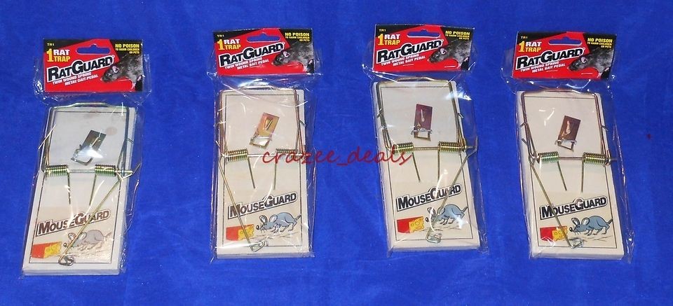 Lot Of 4 Rat Traps Large Rat Guard Twin Wound Metal Spring Bait Pedal 