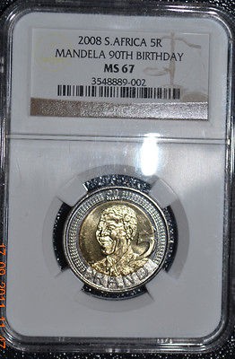 NELSON MANDELA NGC MS 66 90th BIRTHDAY COIN & ENCAPSULATED 