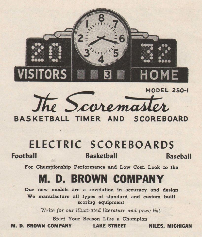 11 Vintage 1940s 50s M.D. BROWN Scoreboards Print Ads   Niles, MI