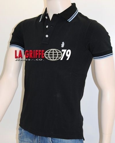   SHIRT POLO UOMO COTONE PIQUET NERO BLACK MENS POLO SHORT SLEEVE