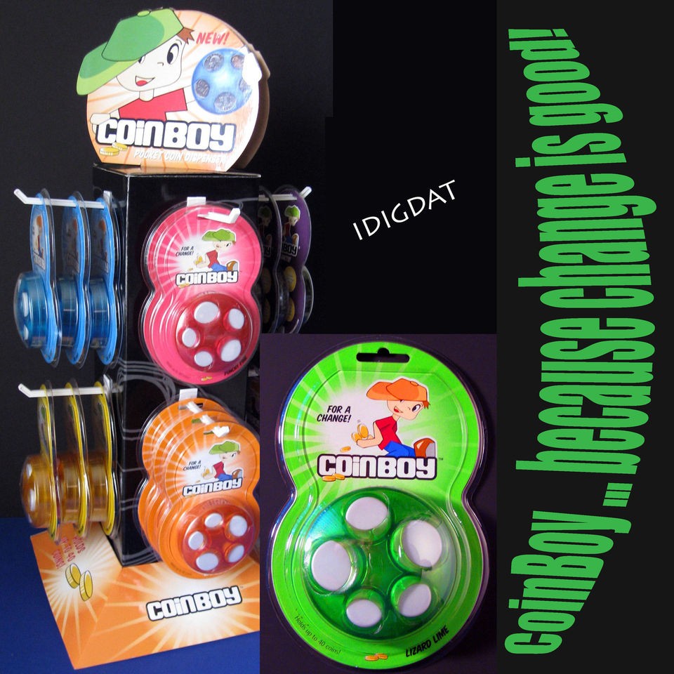 CoinBoy COIN DISPENSER   11 HOT COLORS Change Organizer Money Purse 