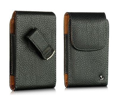 Black PREMIUM Leather Cell Phone POUCH Belt Clip for Motorola DROID X 