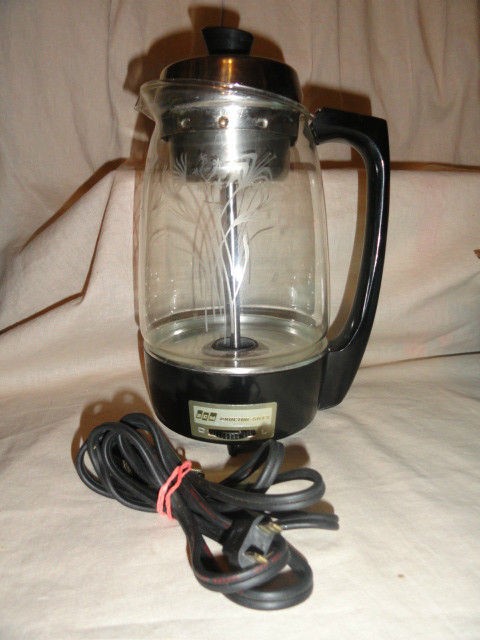 Proctor Silex SCM Percolator Glass Chrome Electric Vintage 1960s HOT 