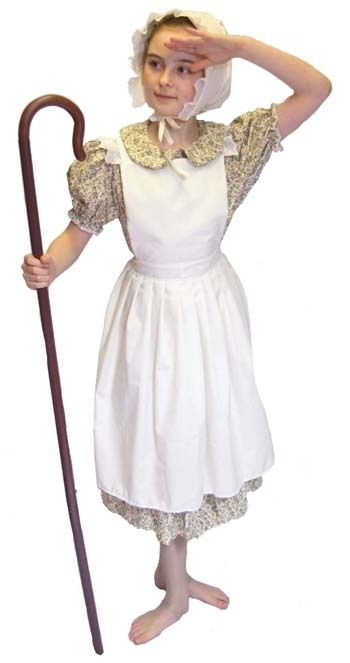 Bo Peep/Mild Maid/Heidi/World Book day DRESS,APRON,BONNET,CROOK Fancy 