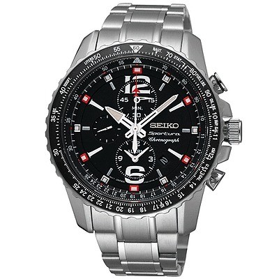 Seiko sportura sapphire pilots chronograph 100m mens sports watch 