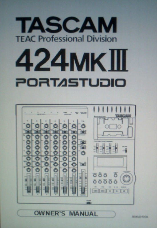 TASCAM 424MKIII PORTASTUDIO OWNERS MANUAL BOUND ENG