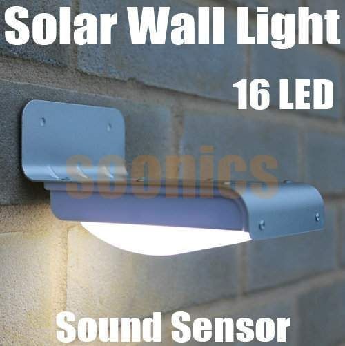 Hot Garden 16 LED Solar Outdoor Fence Path Yard Sound Sensor Lamp 