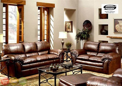 Dark Brown Black Leather Love Seat Loveseat & Matching Chair EXC P/U 