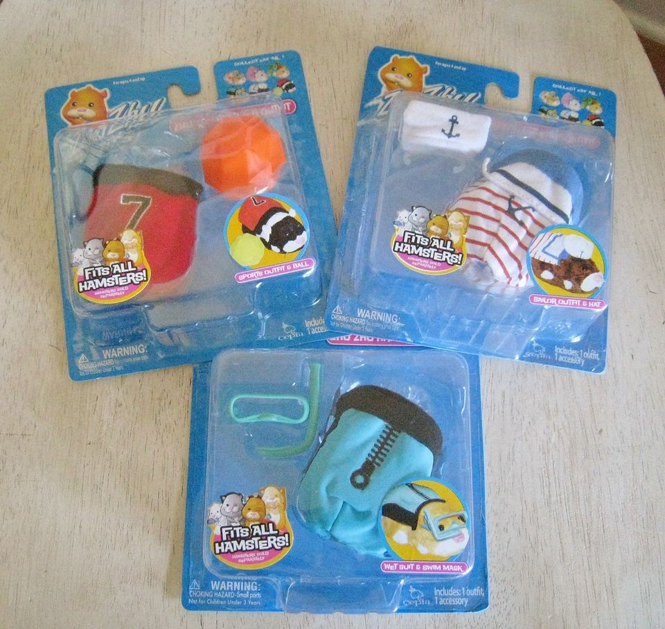 Cepia NEW Zhu Zhu Pets Hamster Outfits Sailor/Scuba/S​ports Clothing 