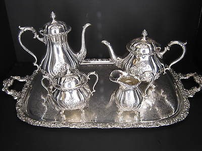 Webster Wilcox International Silver Du Barry 5 piece Silver Plate Tea 