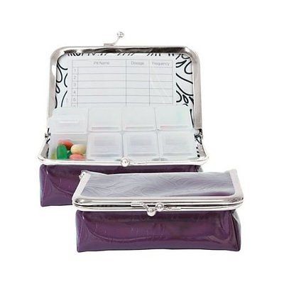 WELLSPRING LARGE PURPLE MULBERRY PILL BOX CASE TRAVEL VITAMINS 