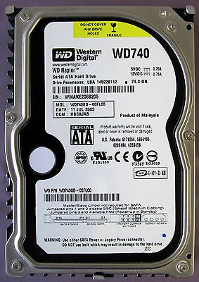 Western Digital Raptor 74 GB,Internal,10​000 RPM,3.5 (WD740GD) Sata 