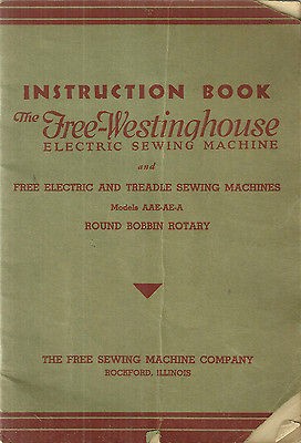 Free Westinghouse Electric Sewing Machine Instruction Book Manual 1934