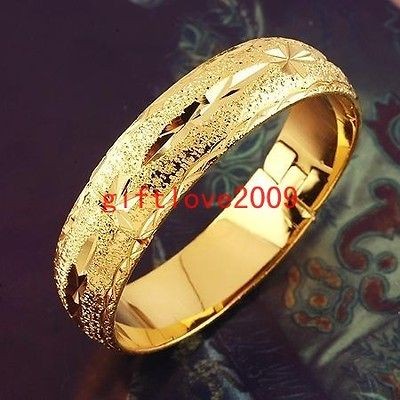  60*10mm 18k yellow gold filled Carved openable thick bracelet bangle