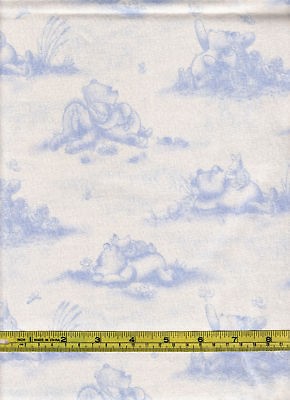 Classic Winnie the Pooh Blue Toile Cotton 22.8 cm Material 1/4 yard 