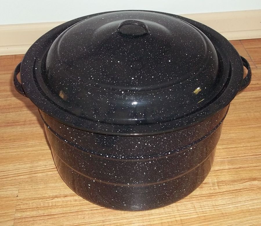   GRANITEWARE PAN/POT WATER BATH CANNER WITH CANNING JAR RACK & LID