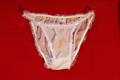   White Silk String Bikini/delicat​e white lace Sissy Panties For Men