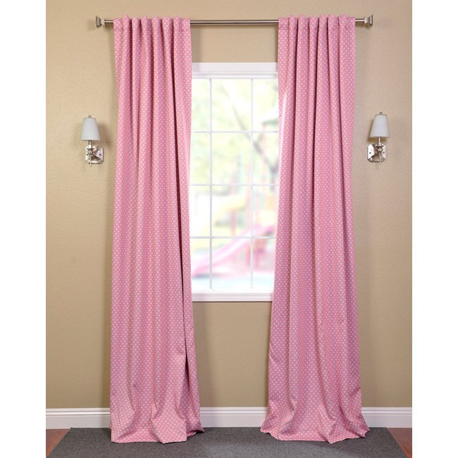 Pink Polka Dot Blackout Back tab Pole Pocket Curtain Panel