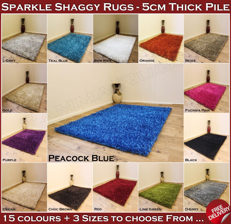   SMALL 5CM THICK MULTI COLOUR SPAGHETTI NOODLE SPARKLE SHAGGY RUGS