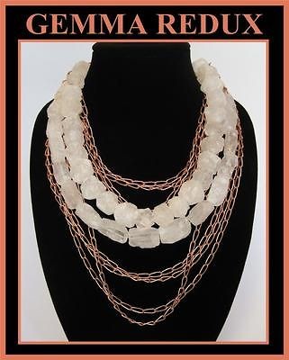   Chaka Necklace Rock Crystal strands & twisted Copper Chains RP$524