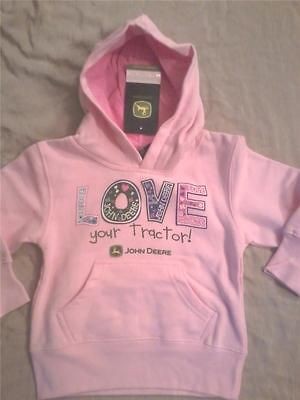   TODDLER GIRL 2T 3T 4T Sweatshirt Hoodie Love Your Tractor Pink