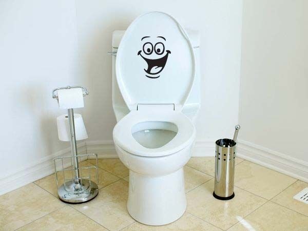 Smiley Face Toilet Decal Wall Mural Art Decor Funny Bathroom Sticker 