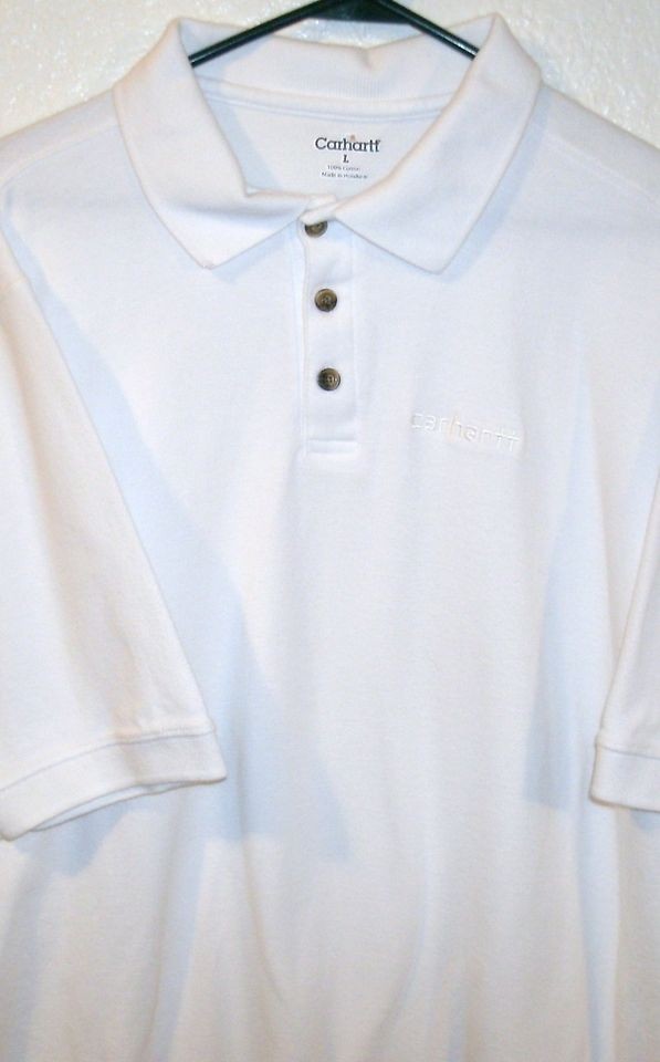 CARHARTT Mens Size L Large Short Sleeve Polo Shirt White