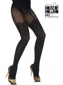   Holland Pretty Polly Mesh Super Suspender Tights   Mock Fishnet Tights