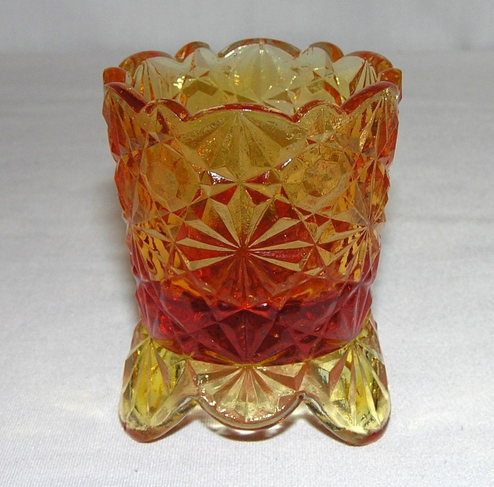 Degenhart Daisy & Buttons Toothpick Holder Amberina