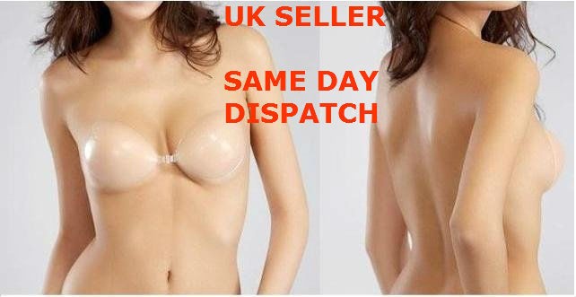 STRAPLESS BACKLESS ADHESIVE STICK ON SILICONE BRA CHICKEN FILLET CUP A 