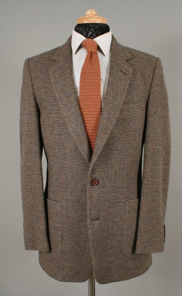 VINTAGE SLIM MENS WOOL TWEED HUNTING SHOOTING BLAZER SPORT COAT 38 L 