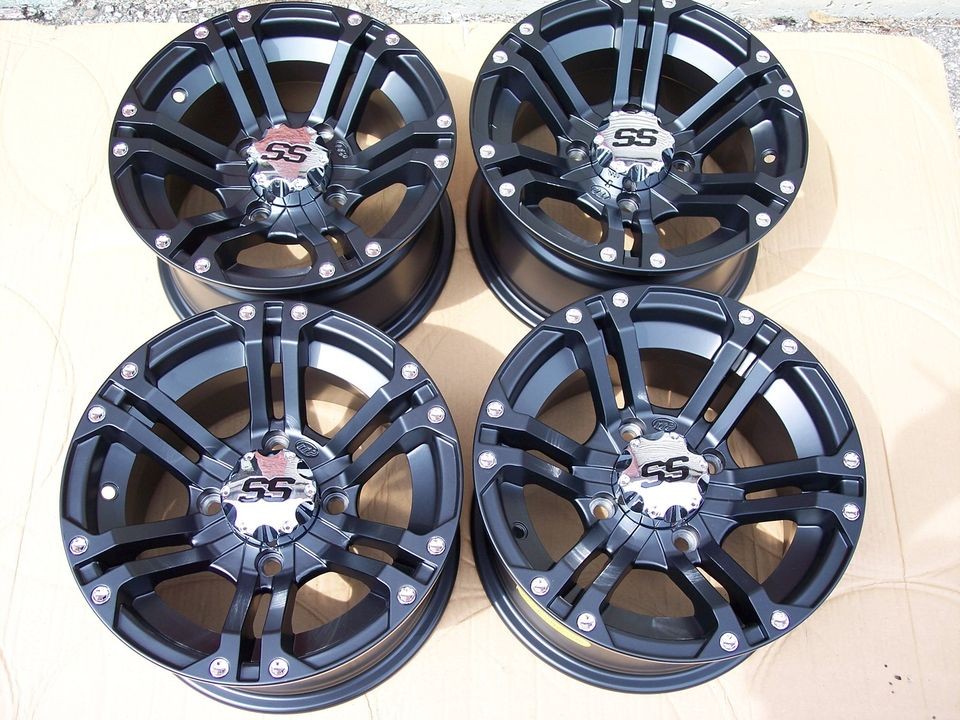 12 HONDA FOREMAN ITP SS212 BLK ALUMINUM ATV WHEELS NEW SET 4 