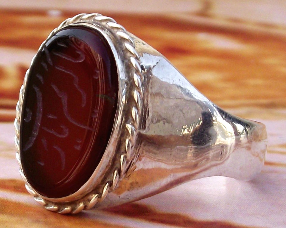 Yemen Yemeni Sterling Silver Agate   akik   Aqeeq Mens Ring  carnelian 