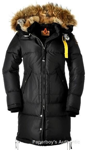 PARAJUMPERS LONG BEAR PARKA DOWN JACKET BLACK AUTHENTIC WOMENS SIZES 