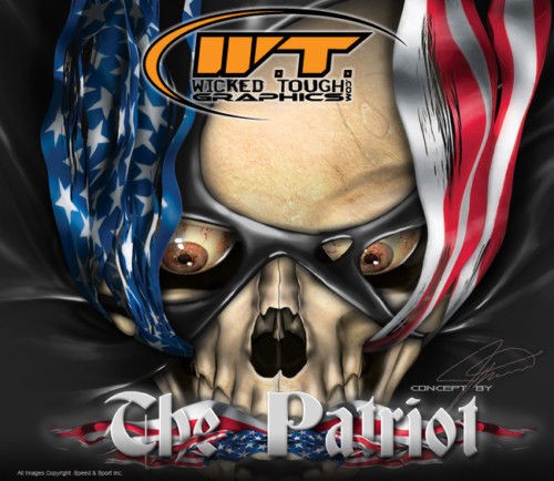 YAMAHA RAPTOR 660 660R GRAPHICS THE PATRIOT SKULLS BLUE KIT