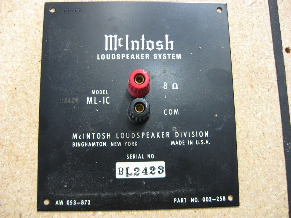 MCINTOSH ML 1C SPEAKER SYSTEM CROSSOVER ONE COMPLETE UNIT