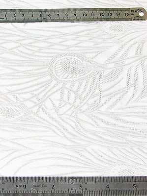   Artificial Silk All white peacock BROCADE Upholstery Fabric Meter