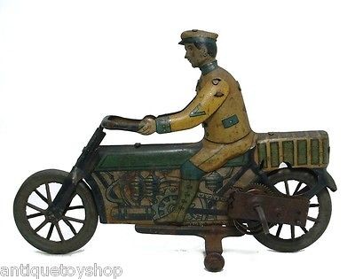 RARE 1920s DISTLER MOTORCYCLIST GERMAN TIN WIND UP MOTORCYCLE TOY 